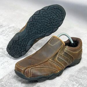 Skechers Shoes Mens 8.5 Diameter Heisman Brown Leather Slip-On Loafer Casual EUC